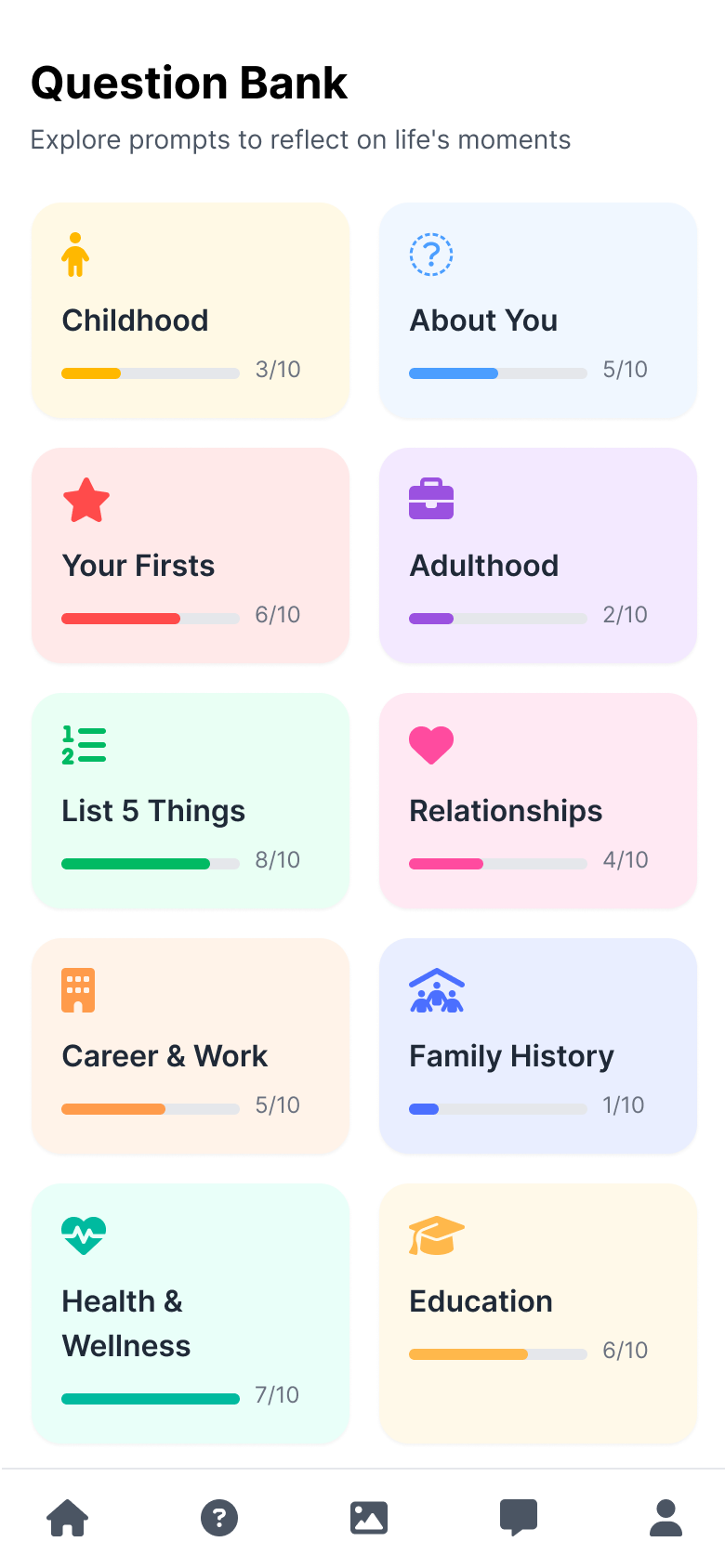 Happlace app screenshot with questions bank
